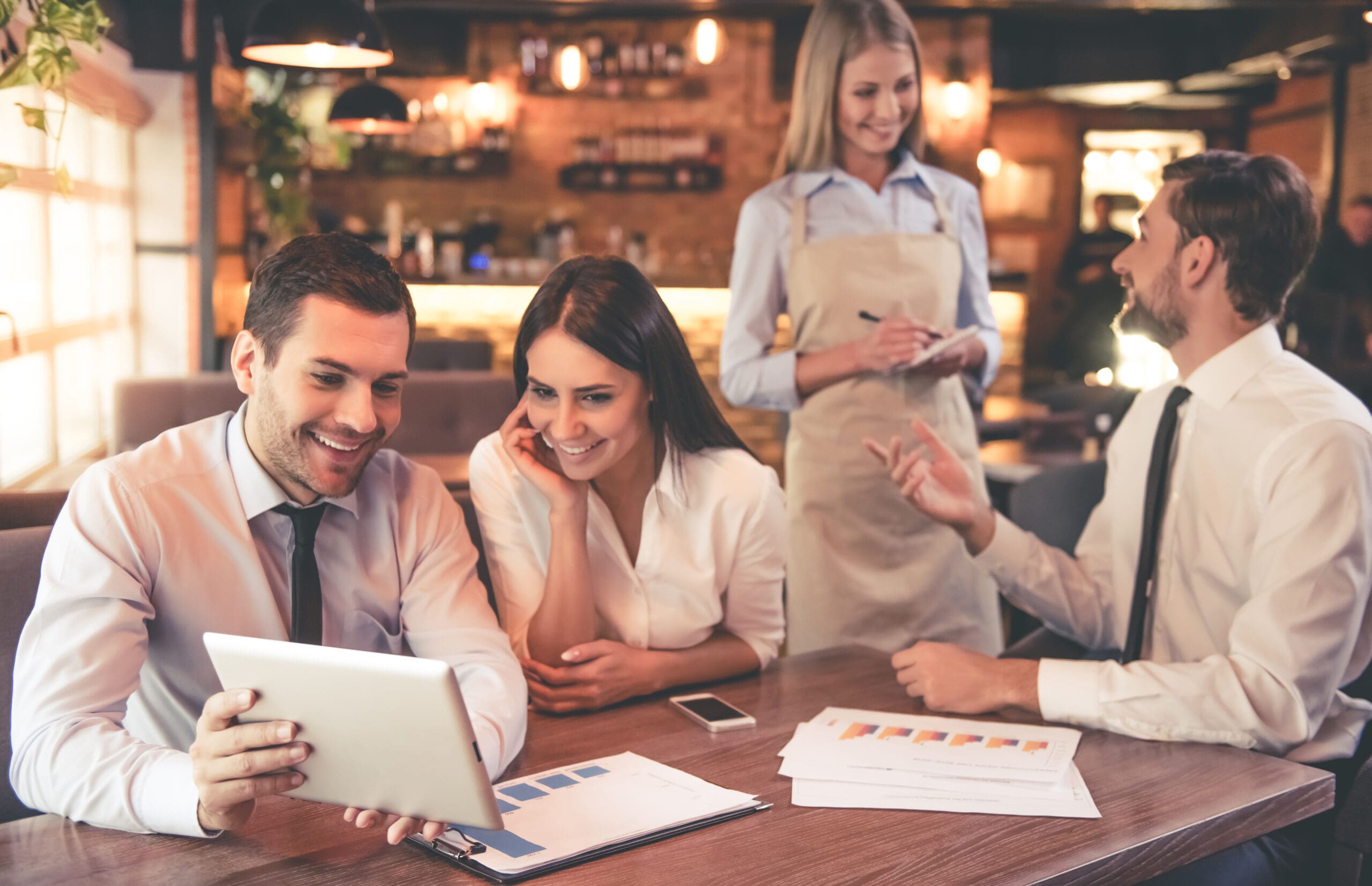 Business people in a cafe