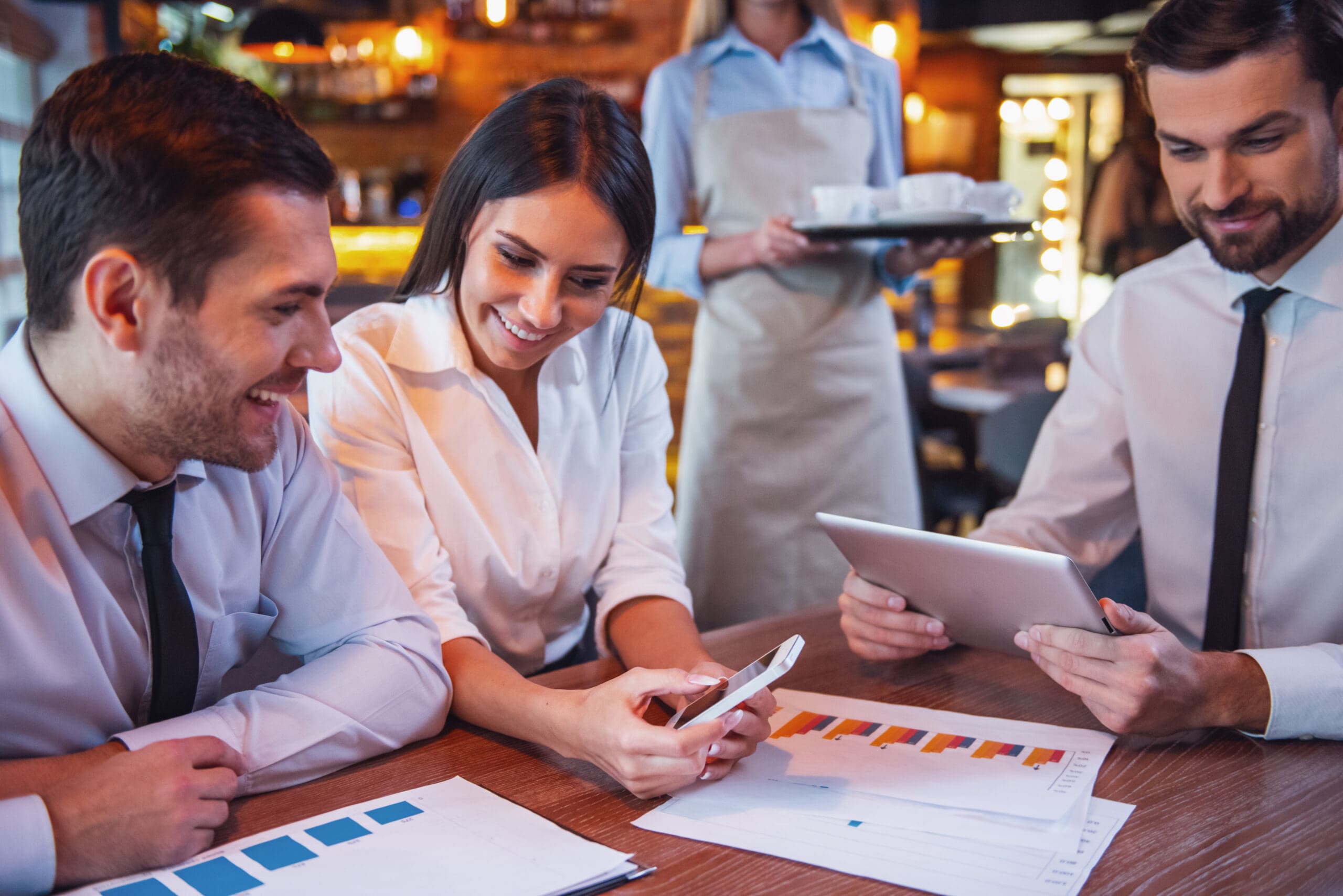 Business people in a cafe